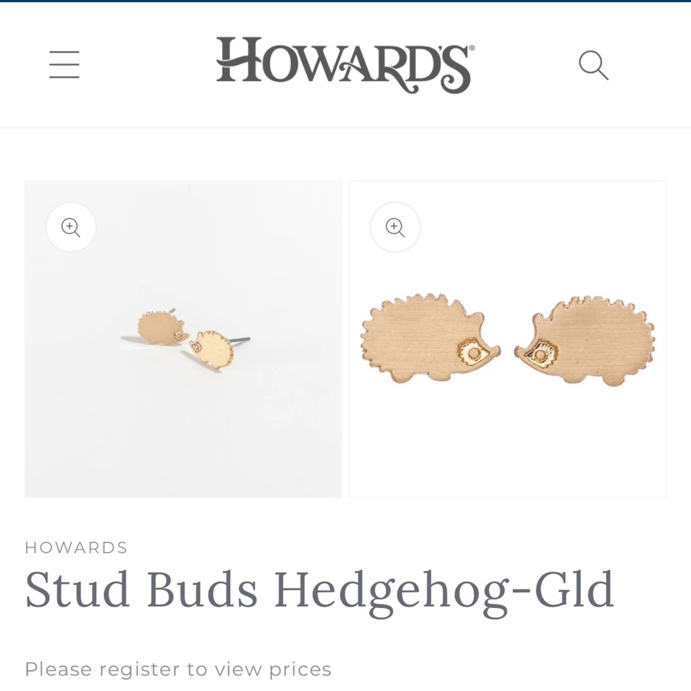 Howard’s Stud Buds Gold (Zinc) Hedgehog Earrings